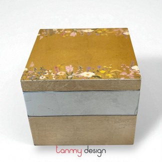 Two tier pink square lacquer box 12 cm ( different designs )